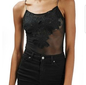 TOPSHOP mesh applique bodysuit